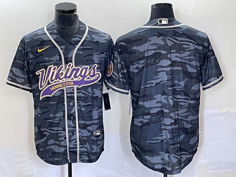 Minnesota Vikings Blank Gray Camo Cool Base Stitched Baseball Jersey